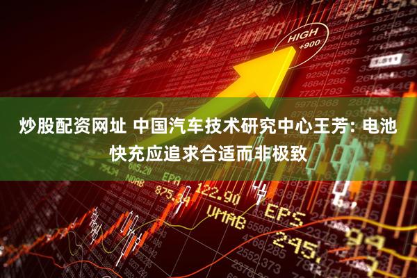 炒股配资网址 中国汽车技术研究中心王芳: 电池快充应追求合适而非极致
